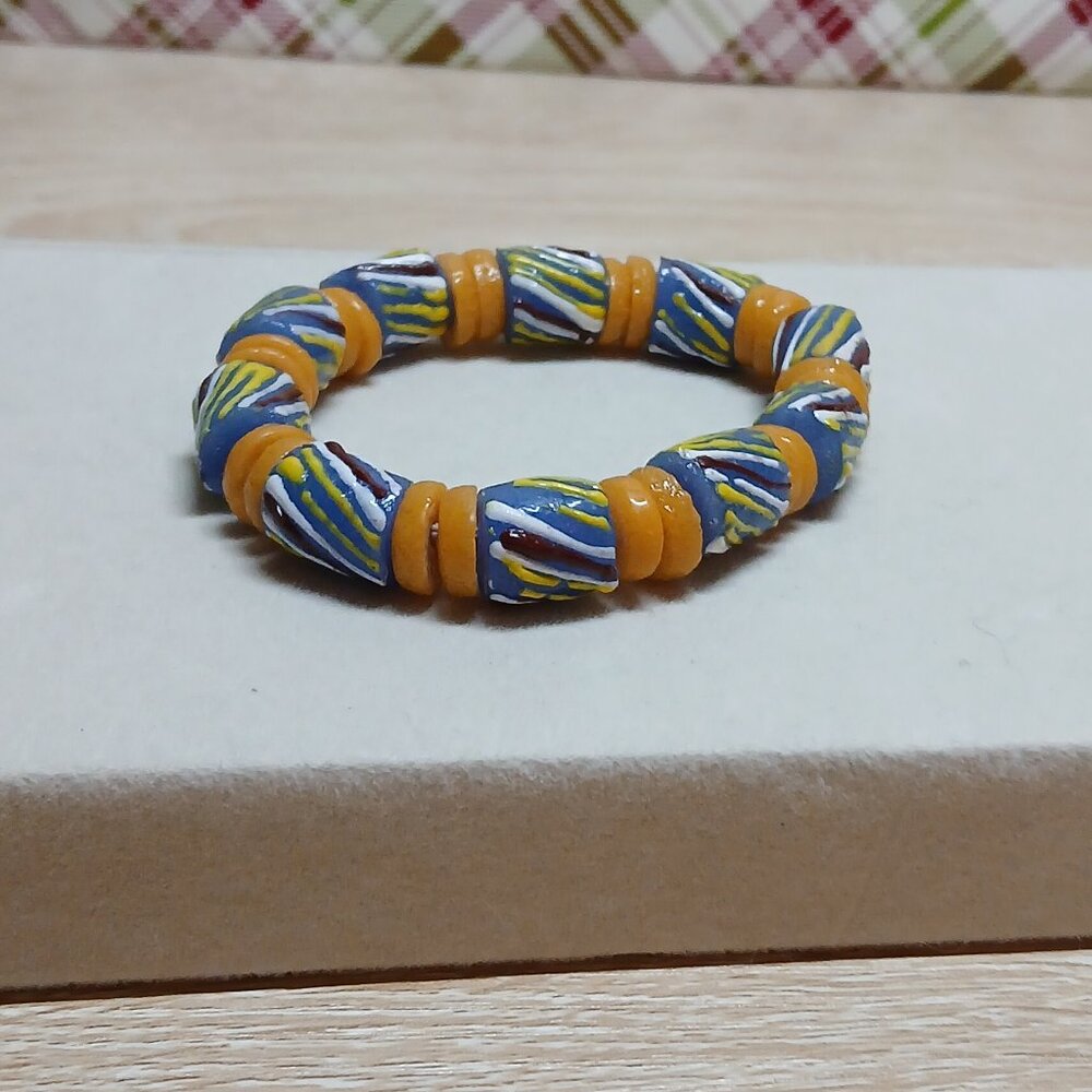 Hand Crafted Chunky Stretchy Resin Beaded Bracelet Fashion Jewelry #41